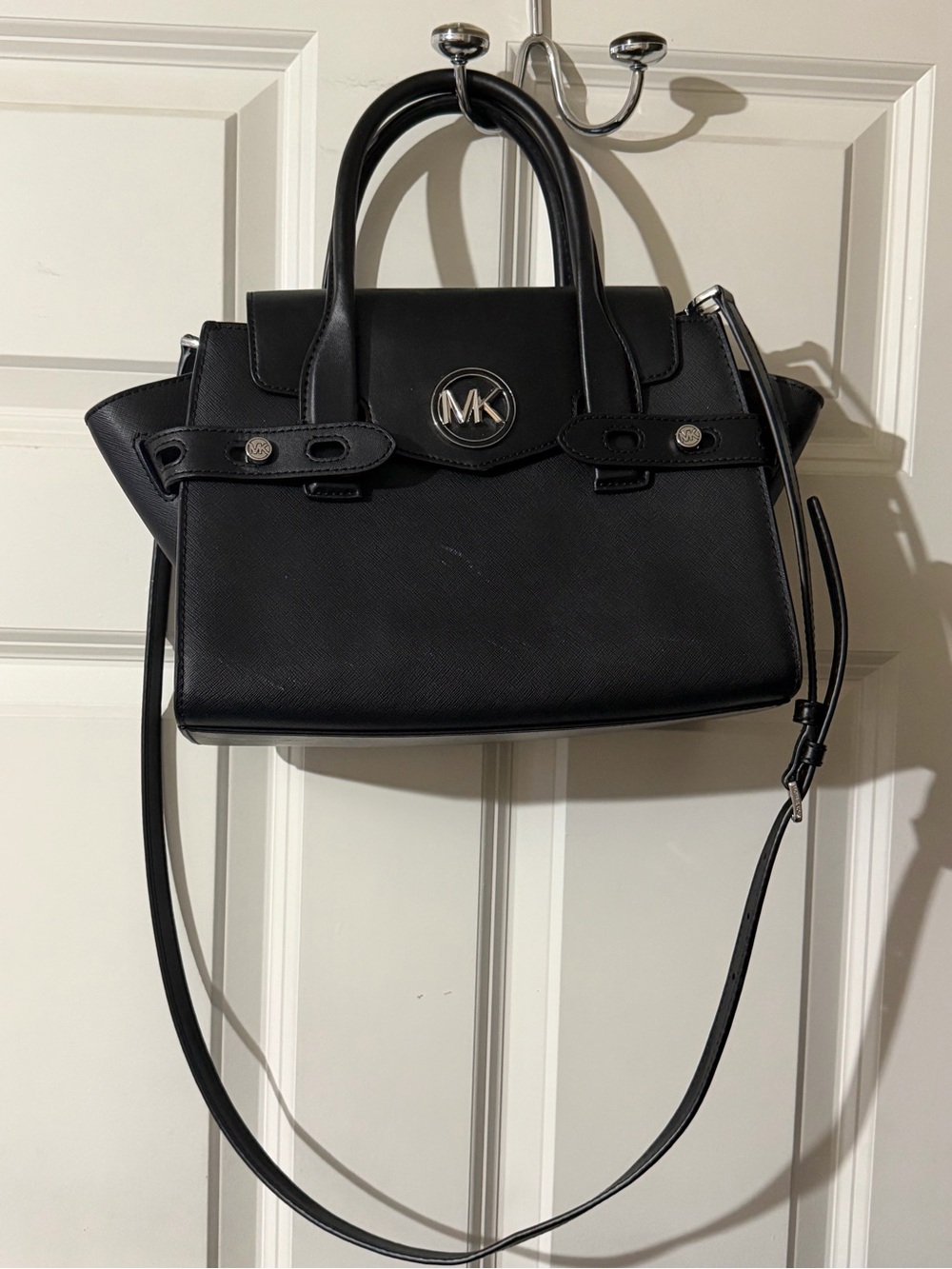 Michael Kors Black Saffiano Leather Satchel with Crossbody Strap